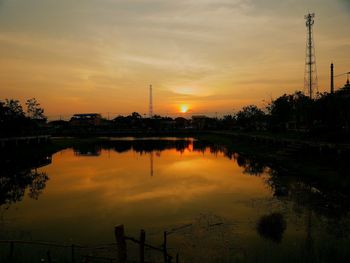 Scenic view of silhouette trees against sky during sunset