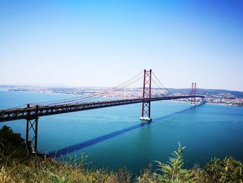 The 25 de abril bridge in lisbon, panoramic view 