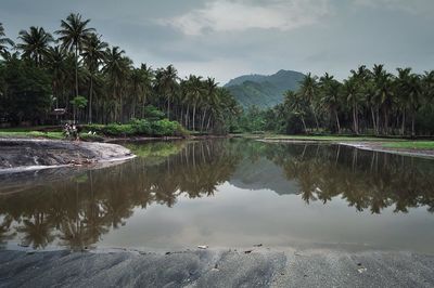 Scenic view of lake against sky