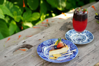 Close-up of fruits served on table