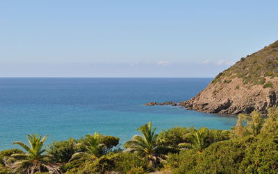 Scenic view of sea against clear sky