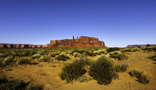 View of castle against clear blue sky