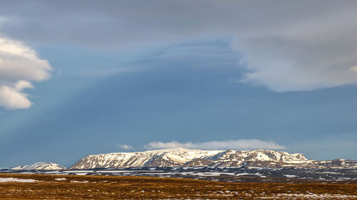 Scenic view of mountains against sky