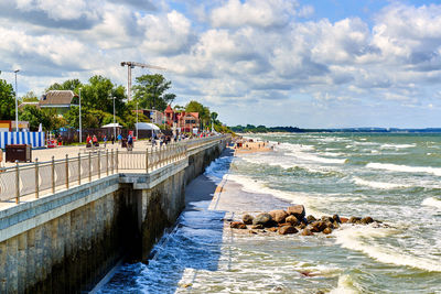 Scenic view of beach against sky