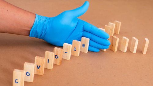 High angle view of toys on table