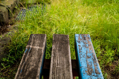 Wooden fence on field