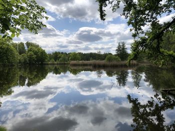 Scenic view of lake against sky