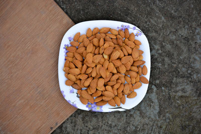 High angle view of breakfast in plate on table