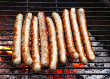 High angle view of barbecue grill