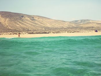 Scenic view of sea against clear sky