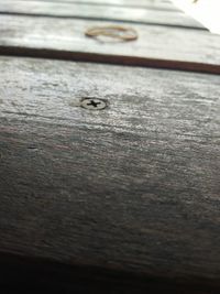Close-up of metal table