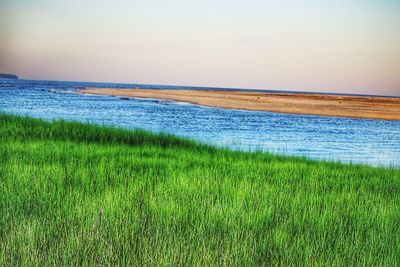 Scenic view of sea against clear sky