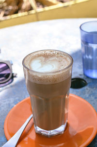 High angle view of coffee on table