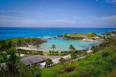 Scenic view of sea against cloudy sky