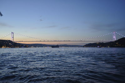 Suspension bridge over river