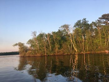 Scenic view of lake against clear sky