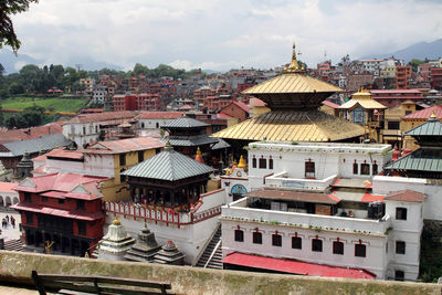 High angle view of townscape against sky