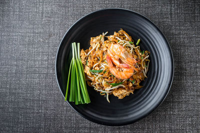 High angle view of food in bowl on table