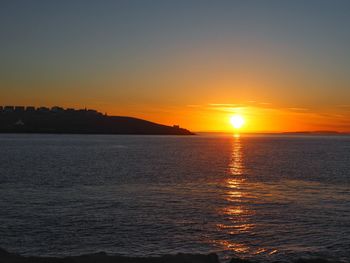 Scenic view of sea against sky during sunset