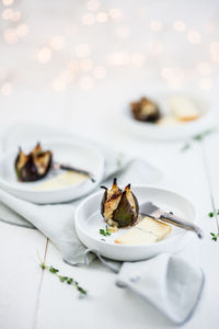 Close-up of dessert in plate on table