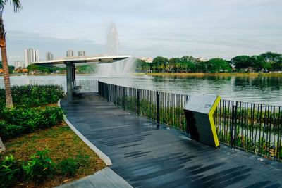 View of bridge over lake