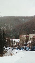 Scenic view of winter against sky