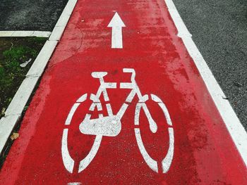 High angle view of bicycle lane