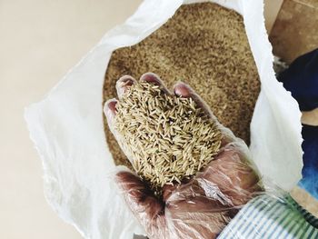 High angle view of bread in container