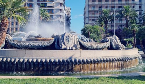 Fountain in front of building