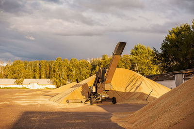 Grain elevator. granary with mechanical equipment for receiving, cleaning, drying, grain shipment