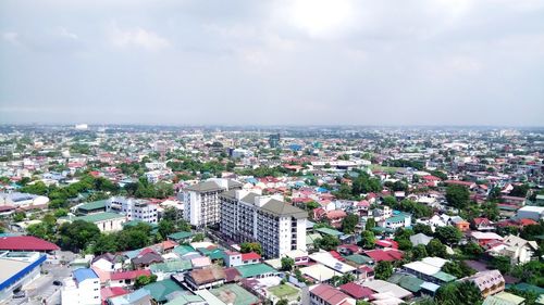 High angle view of townscape against sky