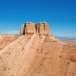 Rock formations in desert against clear blue sky