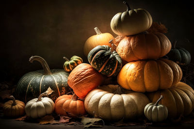 Pumpkins on table