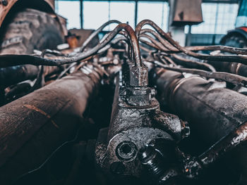 Close-up of rusty bicycle