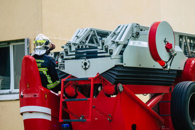 Close-up of red machinery