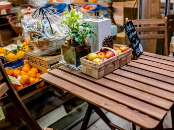 Various fruits for sale at market stall