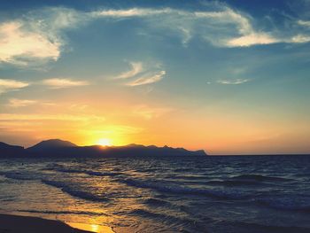 Scenic view of sea against sky during sunset