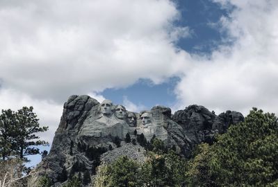 Low angle view of rock formations against sky