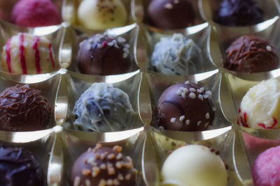 Full frame shot of pieces of chocolate for sale