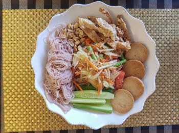 High angle view of food in plate