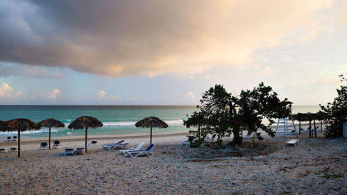 Scenic view of beach against sky