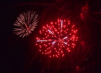 Low angle view of firework display at night