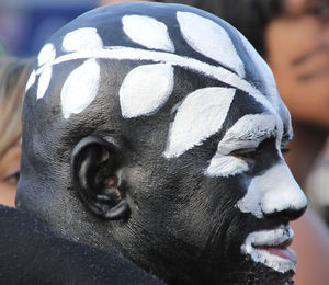 During the rugby world cup. photo of the all black follower.