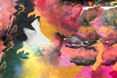 Full frame shot of multi colored paint on water