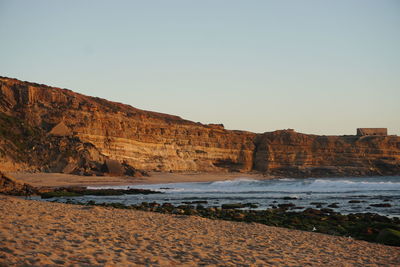 Scenic view of sea against clear sky