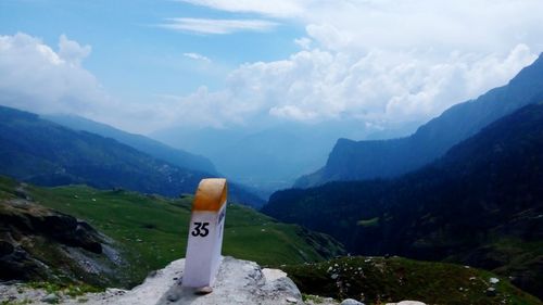 Scenic view of mountains against sky