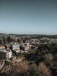 High angle view of townscape against sky