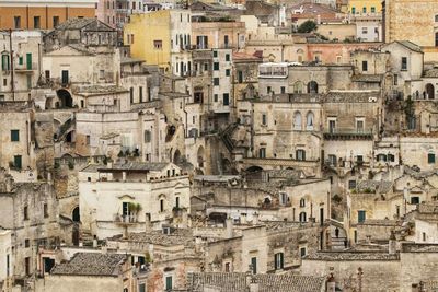 Aerial view of cityscape in matera
