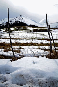 Snow covered mountain against sky