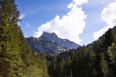 Scenic view of mountains against cloudy sky